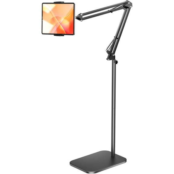 Tablet Floor Stand with 4.5LB Heavy Metal Base,Overhead Bed Phone Stand Angle Height Adjustable Holder, Universal Phone Mount for iPad iPhone Pro Air Mini, Samsung Tab, Kindle, E-Readers...