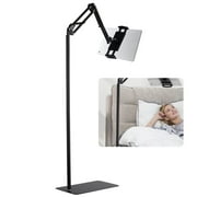 Tablet Floor Stand for Live Streaming, Heavy-duty Metal Adjustable Tablet Phone Support for Bed Sofa, Universal 360-degree Rotary Holder for iPad Pro 12.9 Air Galaxy Tab Kindle Etc