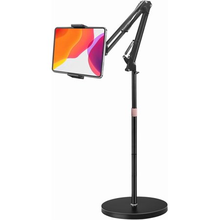Tablet Floor Stand, Overhead Bed Phone Stand with 8.8 lb Super Stable Base & Angle/Height Adjustable, Compatible with 4.5''-13'' iPhone, iPad Pro 12.9, Galaxy Tab, Kindle, Phones