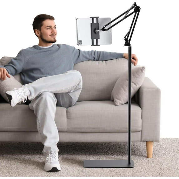 Tablet Floor Stand, Overhead Bed Phone Stand Adjustable Holder Universal Compatible with iPhone iPad Pro Air Mini, Tab, Kindle, E-Readers (Medium)