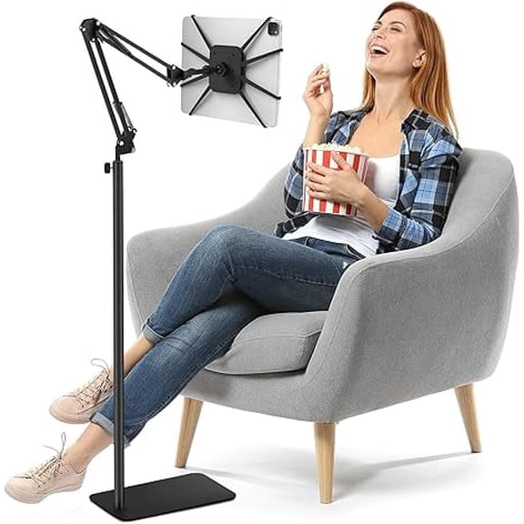 Tablet Floor Stand,Universal Metal Tablet Holder,Overhead Bed Mount Height Angle Adjustable Stand, 360 Rotation Floor Holder for iPad, Kindle, Tab,Phones, E-Readers(7-12.9 Inch)