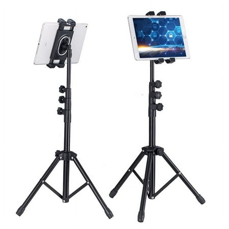 Tablet Floor Tripod Stand. Extendable Height with Adjustable Angle. Versatile Floor Standing Holder for iPad Pro 12.9, Mini, Air, iPhone or 4.7-12.9" Tablet and Smartphones