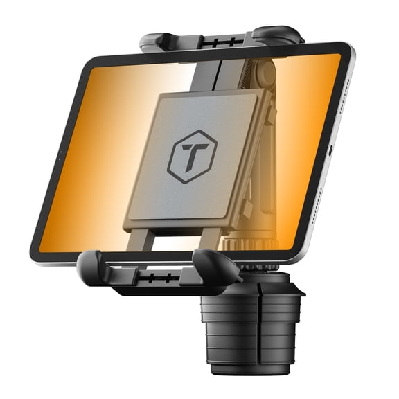 ToughTested Boom Cup Holder Tablet Mount, Heavy-Duty Adjustable iPad & GPS Car Holder for Tablets up to 13, 360 Rotation, Adjustable Boom Arm, Expandable Cup Base for Cars, Trucks, SUVs & Vans