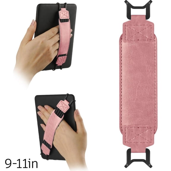 Tablet Hand Strap Holder, Leather & Polyester Blend, Secure Grip for Reading & Watching, 9-11 Inch