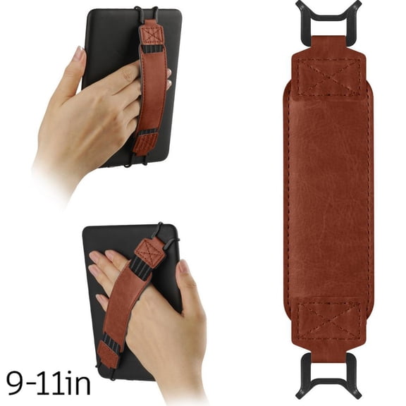 Tablet Hand Strap Holder, Soft Leather Elastic Grip for E-Reader iPad, Universal Fit 9-11 inches, Lightweight Comfort for Reading