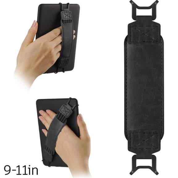 Tablet Hand Strap Holder, Soft Leather Elastic Grip for E-Reader iPad, Universal Fit 9-11 inches, Lightweight Comfort for Reading