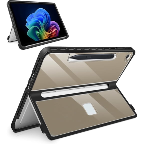 Tablet Hard Case for Surface Pro 12 Inch 1st Edition (2025) - Shockproof Rugged Cover with Clear Transparent Back Shell for Type Cover Keyboard