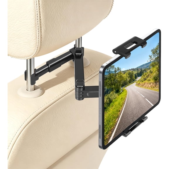 Tablet Holder for Car Headrest, Adjustable 360° Rotating Car Tablet Mount, Car Back Seat Stand for iPad, Road Trip Essentials for Kids, Compatible with 4.7-12.9" iPad Pro, Air, Mini, Galaxy