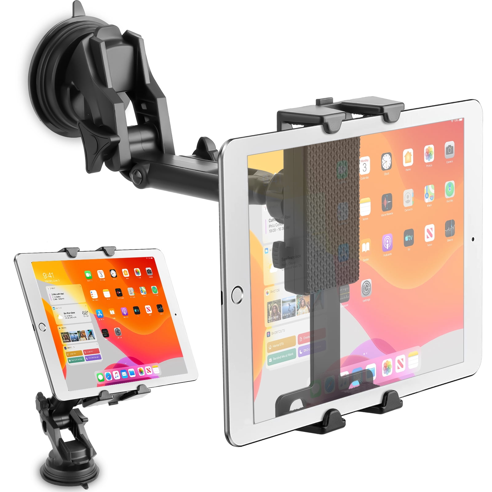 Kolasels Car Dashboard Windshield Tablet Mount for 4-13 iPad & Phone,  Telescopic arm Suction Cup Truck Dash Window Tablet Holder for iPad Pro  12.9 11