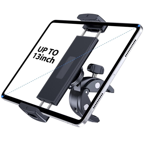 CreaDream Tablet Holder Mount For Treadmil, Tablet Clamp For Treadmill, Indoor Stationary Bike, Stroller, Peloton, Gym Trainer Handlebar Stand Fit for iPad Pro/Air/Mini, Galaxy Tabs, Phones, 4.7-13"