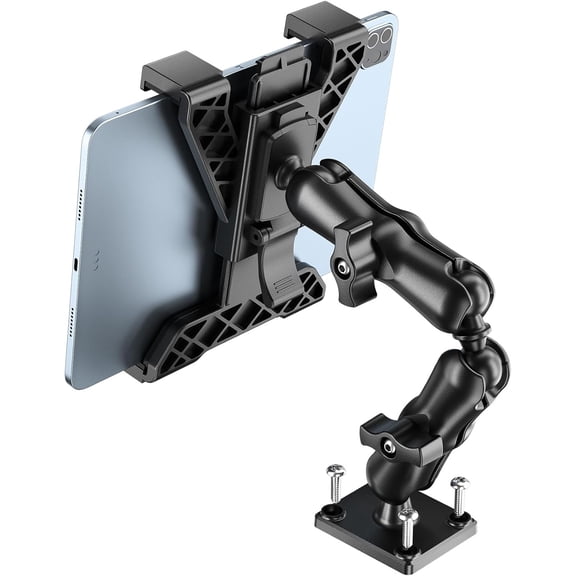 Tablet Holder for Truck, Heavy Duty iPad Mount Drill Base 360Adjustable 2-Stage Arm Car Stand All 7" - 11.5" Pro,Mini,Samsung Tab,Nexus, Great Desks,Wall, Businesses