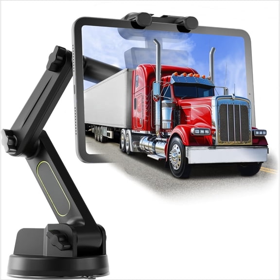Tablet Holder for Truck Tablet Mount - iPad Mount for Truck, Heavy Duty Super Suction Cup, 16.7 inch Long Arm & Stable, Device