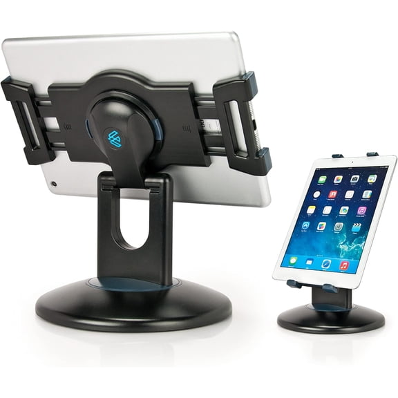 Tablet Kiosk Stand, 360 Rotating Commercial Tablet Stand, Retail Kiosk, 6"-13" (Screens) Adapter Universal Holder for iPad, Air, Mini, Microsoft Surface, Most Tablets - Black