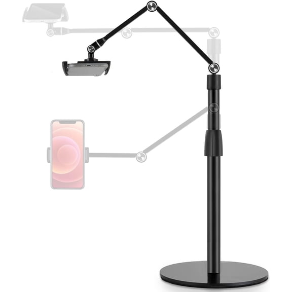Tablet Phone Overhead Stand, Height & 360  Angle Adjustable,  Desktop Stand, Compatible with 3.5-11" Cellphone or Tablet Such as  iPad Pro Air Mini, , Nexus(AP-4P-B)