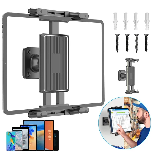 Tablet Phone Wall Mount Holder 360Rotation for 4.7-12.9" iPad Galaxy Tab iPhone