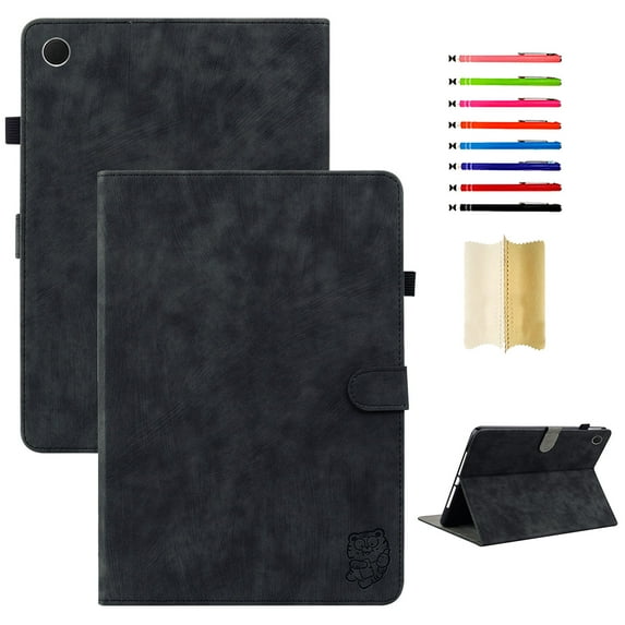 Tablet Protective Case for Samsung Galaxy Tab A8 10.5 2022 SM-X200/SM-X205, Cute Tiger Embossed Bracket Tablet Case Adjustable Kickstand Card Slot Tablet Case Shockproof Case Cover, Black