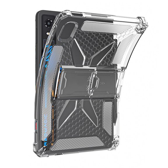 Tablet Protective Case with Fold-Out Landscape Stand, Clear TPU Cover, Reinforced Corners and Side Pen Holder for Viewing