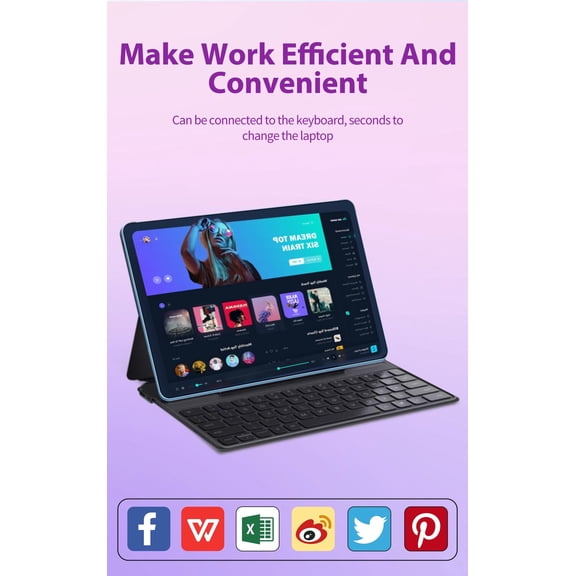 Tablet Purple 2026 Newest Android 12 Tablet 10.1 Inch 5G Wi-Fi Tablet Computer,2 In 1 Tablet with Keyboard, 256GB ROM+8GB RAM ,Octa-Core Processor,1920 * 1200 IPS,Bluetooth,GPS