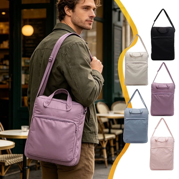 Tablet Shoulder Bag Nylon Crossbody Tote • Tablet Compatible Protective Compartment • Large Capacity Lightweight Design • Office Commute Travel Handheld