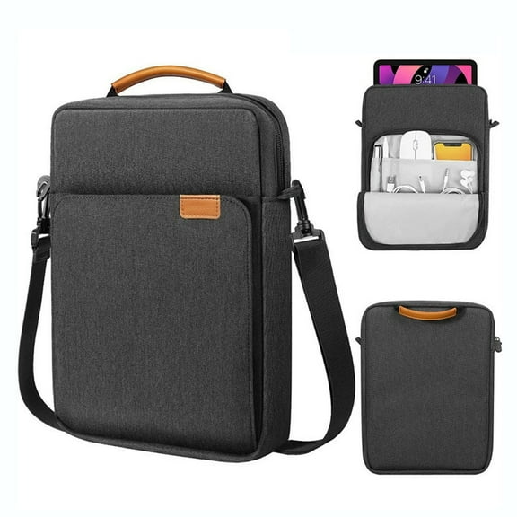 Tablet Sleeve Carrying Case Bag for Laptop, Satchel Messenger Sling Shoulder Bag for Men Travel Work with Handle Removable Shoulder Strap Carrying Case, Black, 10.23x1.96x14.17"