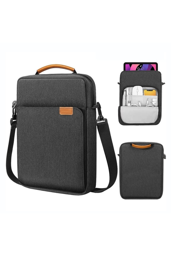 Tablet Sleeve Carrying Case Bag for Laptop, Satchel Messenger Sling Shoulder Bag for Men Travel Work with Handle Removable Shoulder Strap Carrying Case, Black, 10.23x1.96x14.17"