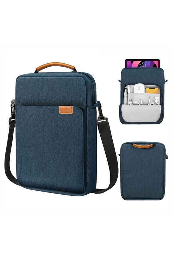 Tablet Sleeve Carrying Case Bag for Laptop, Satchel Messenger Sling Shoulder Bag for Men Travel Work with Handle Removable Shoulder Strap Carrying Case, Blue, 10.23x1.96x14.17"
