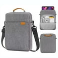 thumbnail image 1 of Tablet Sleeve Carrying Case Bag for Laptop, Satchel Messenger Sling Shoulder Bag for Men Travel Work with Handle Removable Shoulder Strap Carrying Case, Grey, 10.23x1.96x14.17", 1 of 7