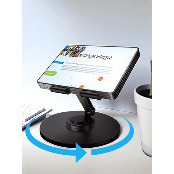Tablet Stand 360 Rotating Adjustable Tablet Holder Metal Foldable IPad Stand Holder For Desk Table Compatible With IPad Pro 9 7 10 5 10 9 11 Mini-Black