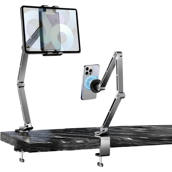Tablet Stand for Desk, iPad Desk Mount,  Tablet Holder for Desk, Foldable Phone Arm Mount with 360? Adjustable Rotatable, Phone Holder iPad Stand Fits for 4.7-15.6" Screen
