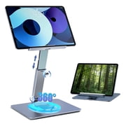 Tablet Stand for Ergonomic - 360  Rotating Base Height Adjustable 180  Adjustable Bracket Angle for iPad Pro 12.9/11 Air Mini 4/5, 4.7-14iPad, Tablet and More for Work Cook Game ReadDark Gray