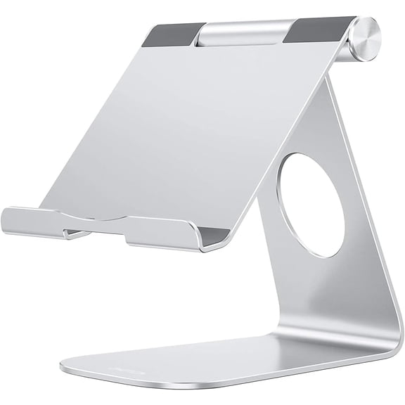 Tablet Stand Holder Adjustable, T1 Desktop Aluminum Tablet Dock Cradle Compatible with iPad Air/Mini, iPad 10.2/9.7, iPad Pro 11/12.9/13, Samsung Tab and More Up to 13 inch, Silver