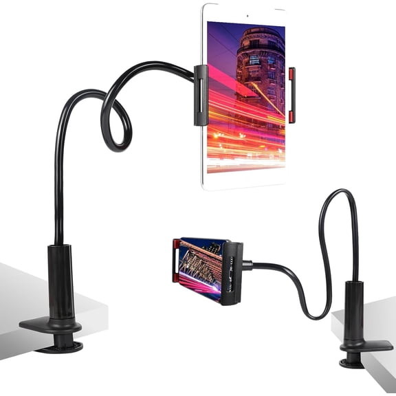Tablet Stand Holder for Bed, Gooseneck Adjustable Flexible Long Arm Tablets Mount Clamp Cell Phone Holder,Lazy Tablets Phone Stand,Compatible with 4-10 Inches Device