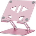 thumbnail image 1 of Tablet Stand Holder for Desk, Adjustable Desktop Tablet Holder, Foldable Aluminum Tablet Mount for iPad pro 12.9, iPad Air Mini, Samsung Galaxy Tabs Z Fold Kindle Fire,4-12 inch, Rose Gold, 1 of 5