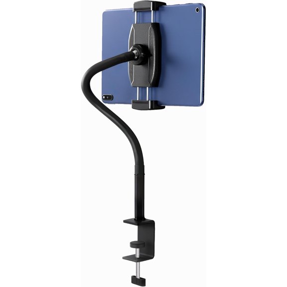 Tablet Stand Holder, Gooseneck iPad Holder Clamp Mount, 360 Adjustable Arm Mount for iPad mini/Air/ProKindle Fire, Galaxy Tabs, All 4.7"-13.5" Tablets, for Work Meetings, Video, Bed, Kitchen