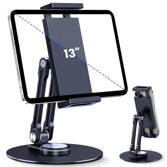 CreaDream Aluminum Adjustable Tablet Stand, 360° Rotating Desk Holder Compatible with 9.7/10.2/11/13 inch iPad Air Mini Pro