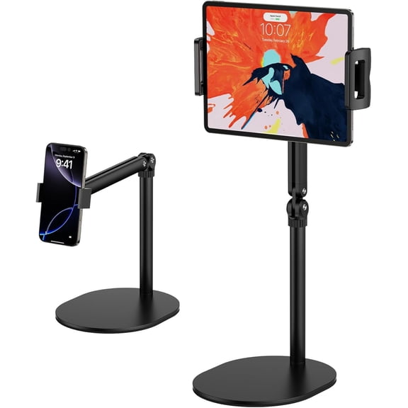 Tablet Stand for iPad, Adjustable Arm Mount Holder Desk with 360 Rotation, Portable Monitor Stand