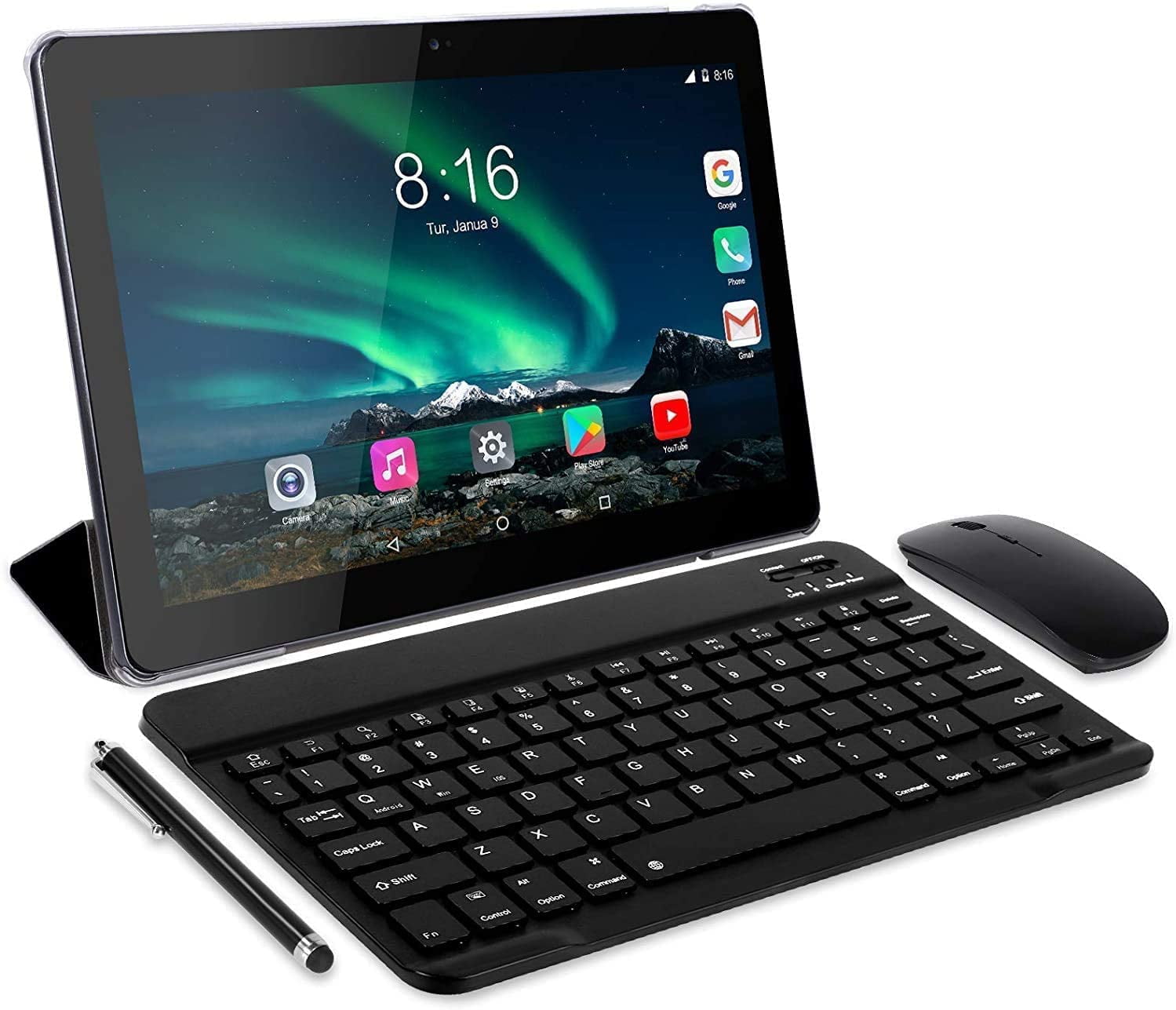 TOSCIDO Android 12 Tablette Tactile 10 Pouces WiFi 4G LTE: Carte SIM,1920*1200  FHD,4 Go+64 Go(TF 1TB)Octa-Core,8000mAh,BT 5.0,GPS avec  Cas+Clavier+Souris+Écouteurs Filaire-Noir : : Informatique