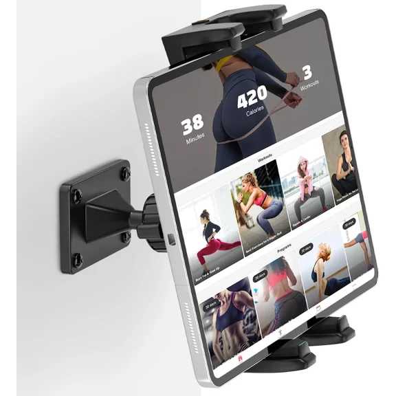 Tablet Wall Mount, 360 Rotation Holder Stand, Sturdy Metal Black
