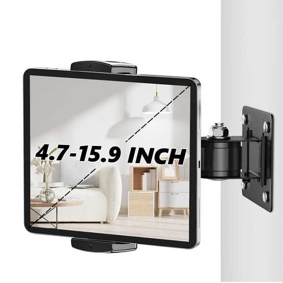 Tablet Wall Mount Holder, 360 Rotating Ball Head & Base, Adjustable for iPad Pro Air Mini, Kindle and All 4.7-13" Phones and Tablets, Ideal for Gym, Warehouse, Restaurant and Kitchen
