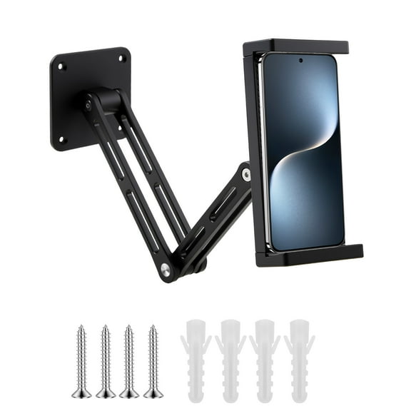 Tablet Wall Mount Holder Aluminum Alloy Tablet Holder Wall Bracket 360° Rotating Phone Stand with Screws for Home