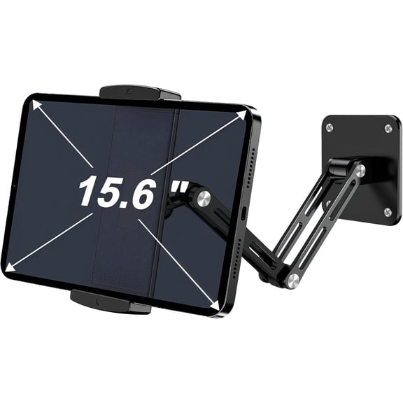 Tablet Wall Mount Holder for 4.7-15.6 inch, iPad Wall Mount Holder with Arm & Adjustable Rotating Base Compatible with iPad, Tablet Devices