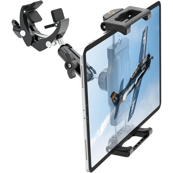 Tablet Yoke Mount for Aircraft [Ultra-Deep Clamp] Professional Flying Essentials Airplane Clamp Mount, 360 Adjustable Heavy-Duty Metal Fits 615.6" Tablets & Smartphones