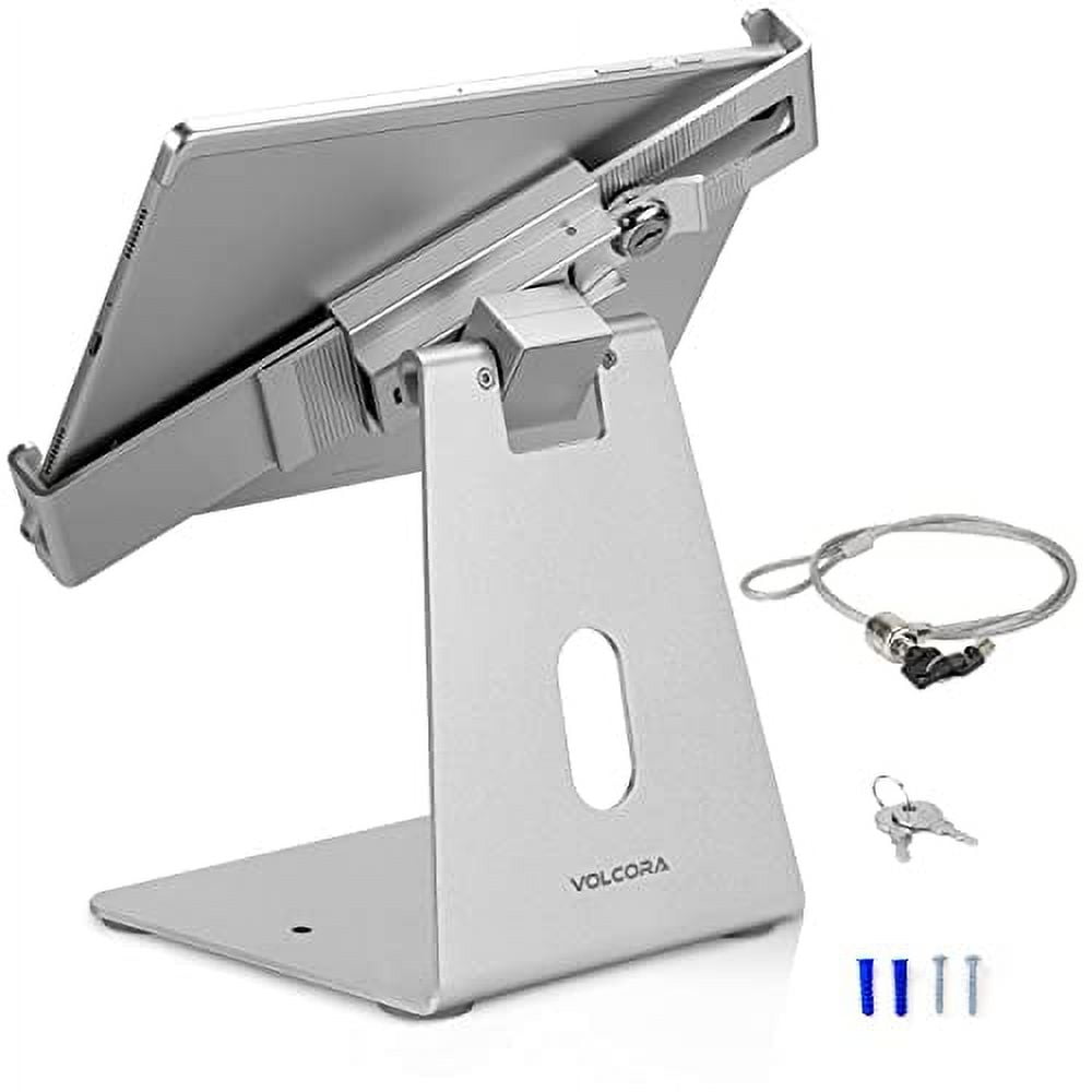 Tablet iPad Holder with Anti Theft Lock Silver 1013 Inch Tablets Stand Mount, Swivel