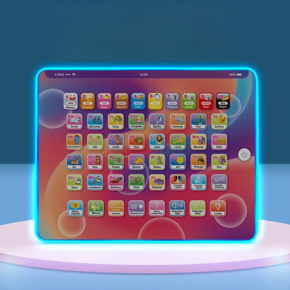 Tableta interactiva pantalla LED aprender el alfabeto, los números y las matemáticas. Juguete electrónico el desarrollo temprano. Regalos de Navidad. Juguetes s. Christmas gifts