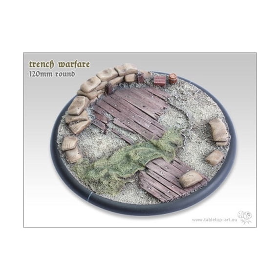 Tabletop Art 120mm Round Base w/Lip - Trench Warfare New