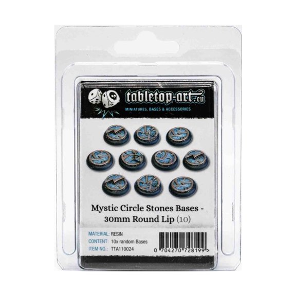 Tabletop Art 30mm Round Base w/Lip - Mystic Circle Stones (10) New