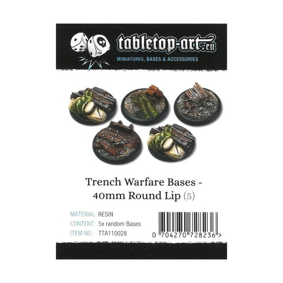 Tabletop Art 40mm Round Bases w/Lip - Trench Warfare New