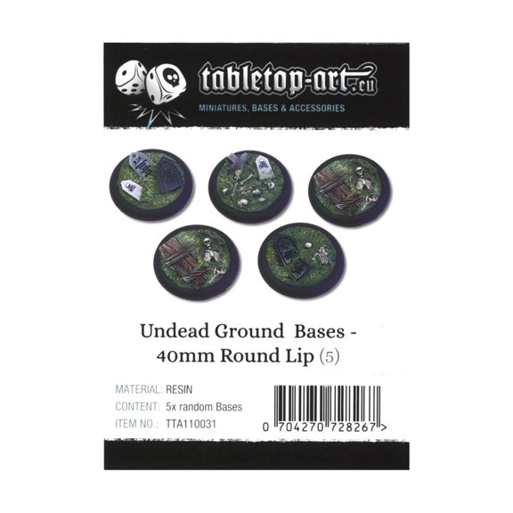 Tabletop Art 40mm Round Bases w/Lip - Undead Ground (5) New