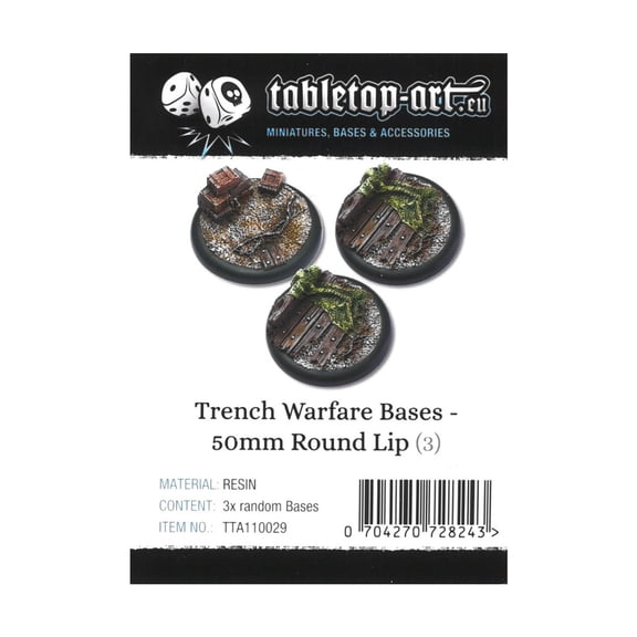 Tabletop Art 50mm Round Bases w/Lip - Trench Warfare New
