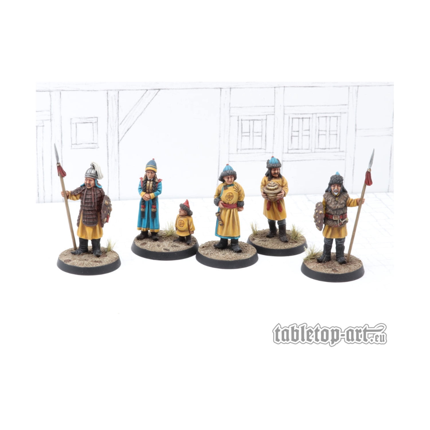 Tabletop Art Townsfolk Miniatures - Mongolian Trader Family New